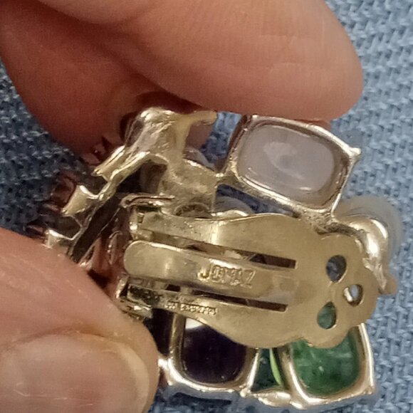 Vintage MCM Joseph Mazer JOMAZ Clip On RHINESTONE & FAUX PEARL EARRINGS 6580 - Picture 4 of 7